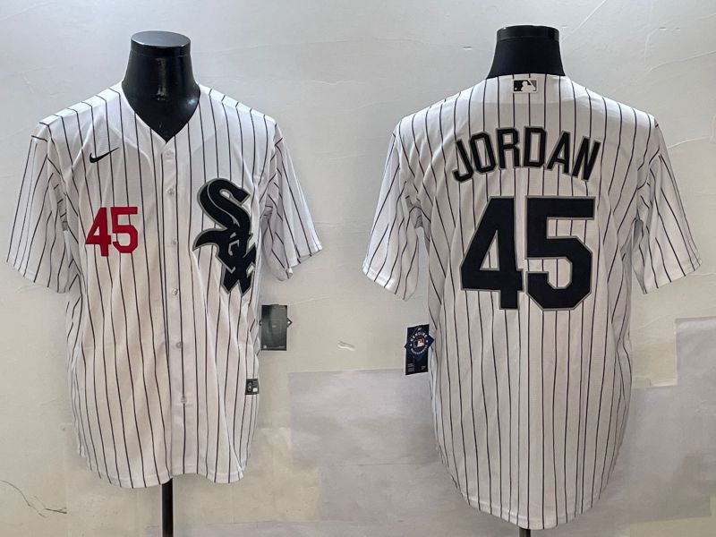 Men Chicago White Sox #45 Jordan White Stripe Game 2025 Nike MLB Jersey style 3